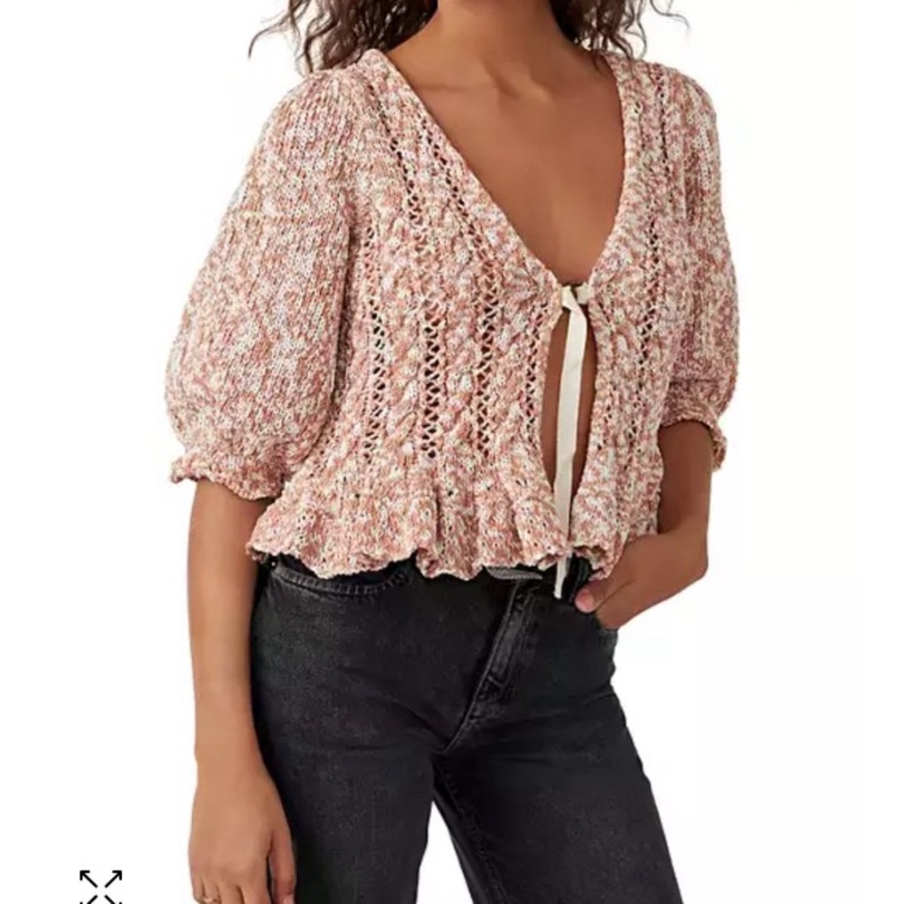 Free People Yesterday Cardigan Sweater Size Large Toast
